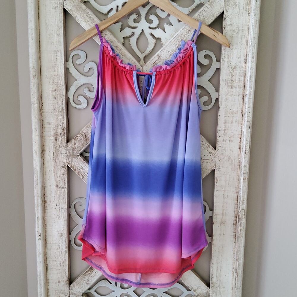 Acting Pro Women's Sleeveless Halter Tank Top in Colorful Vibrant Tie Dye